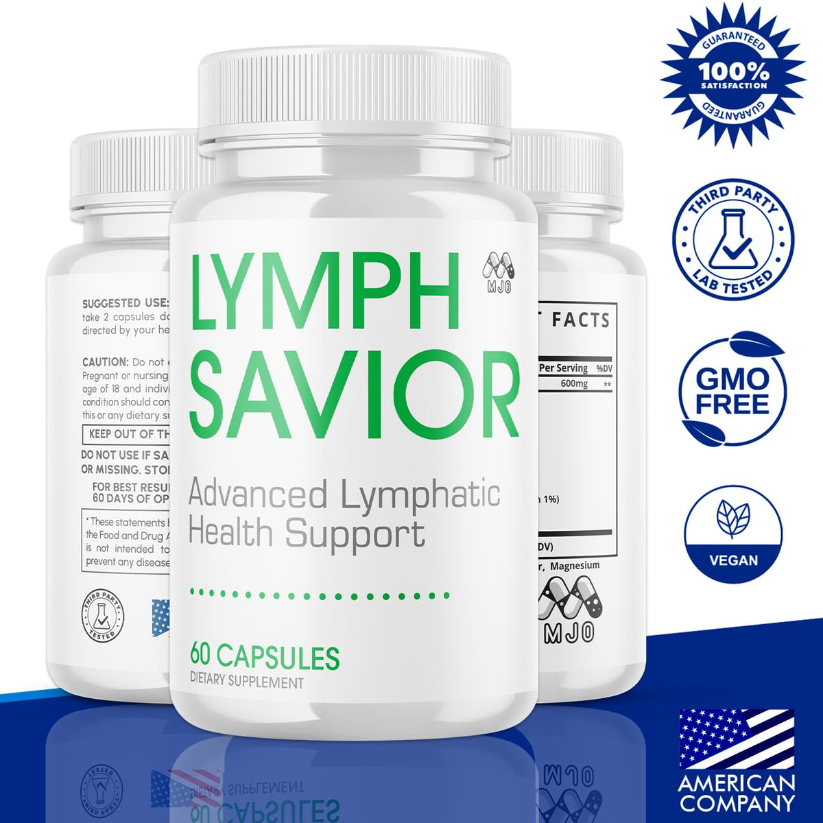 MJO Capsules Lymph Savior 180 Capsules côté avec étiquette