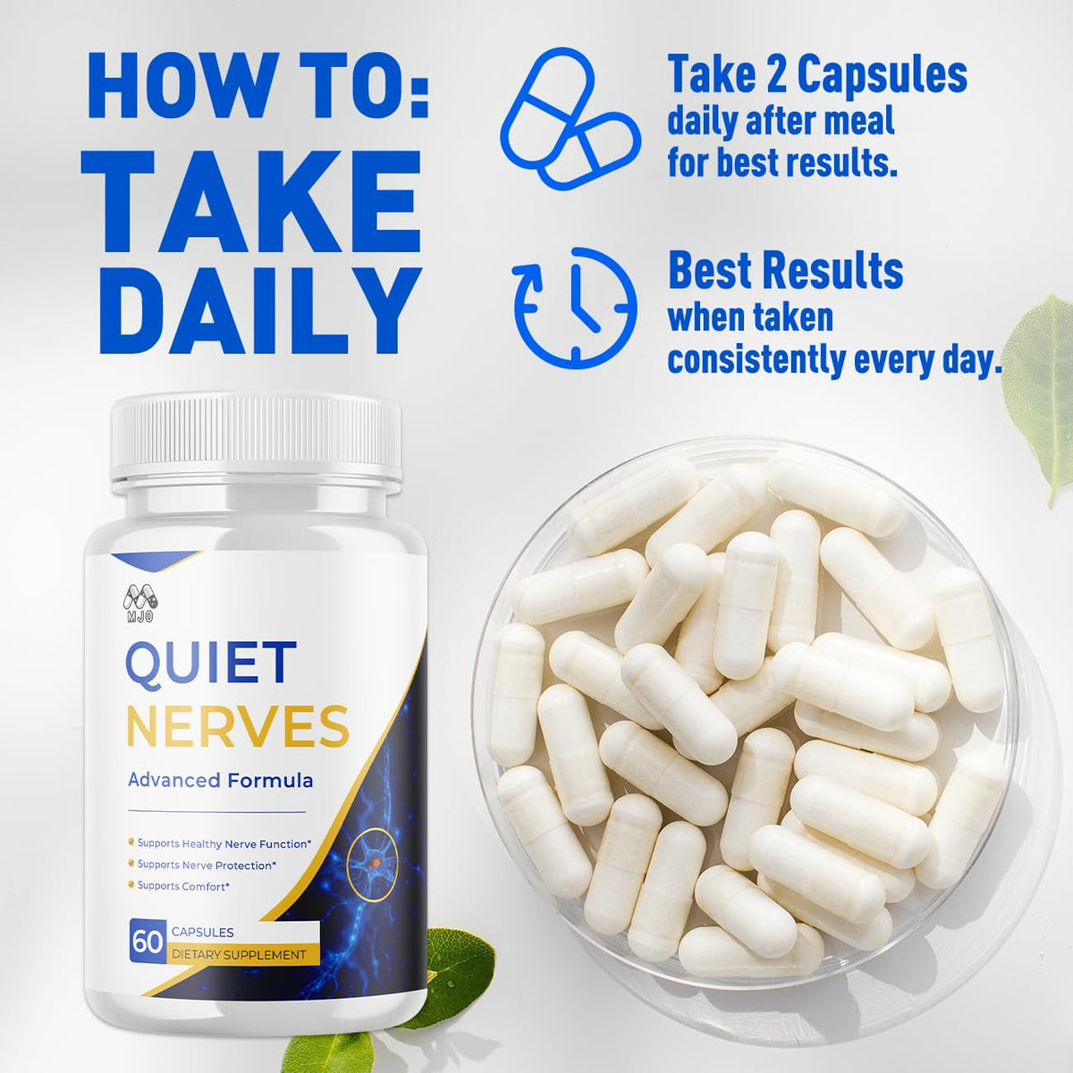 MJO Capsules Quiet Nerves 180 capsules vue de côté