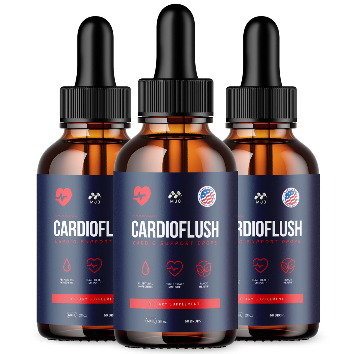 MJO Cardio Flush Drops bouteille avant avec étiquette