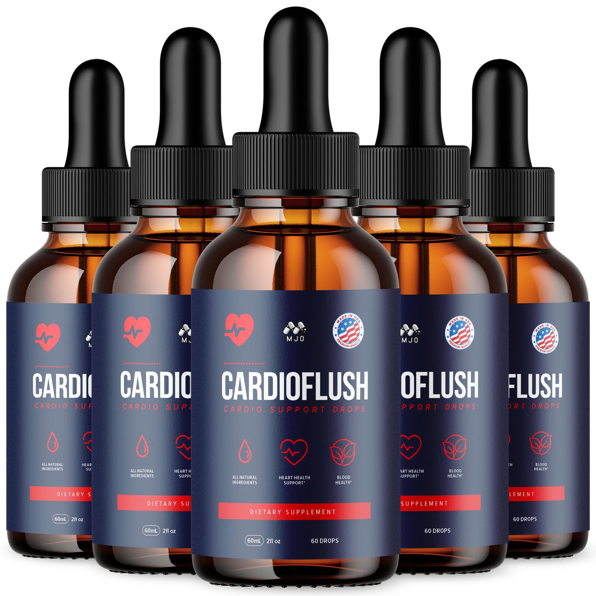MJO Cardio Flush Drops bouteille avant avec étiquette