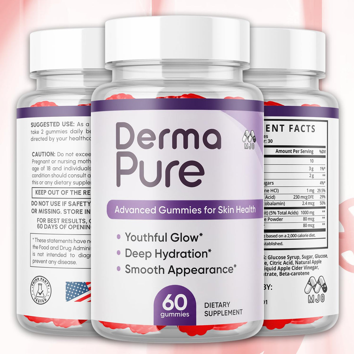 MJO Derma Pure Gummies 120 gummies packaging