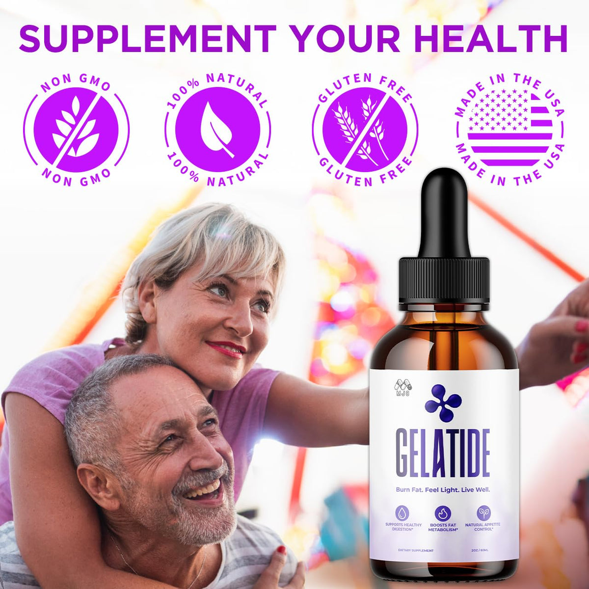 MJO Gelatide Drops sur fond de fruits frais