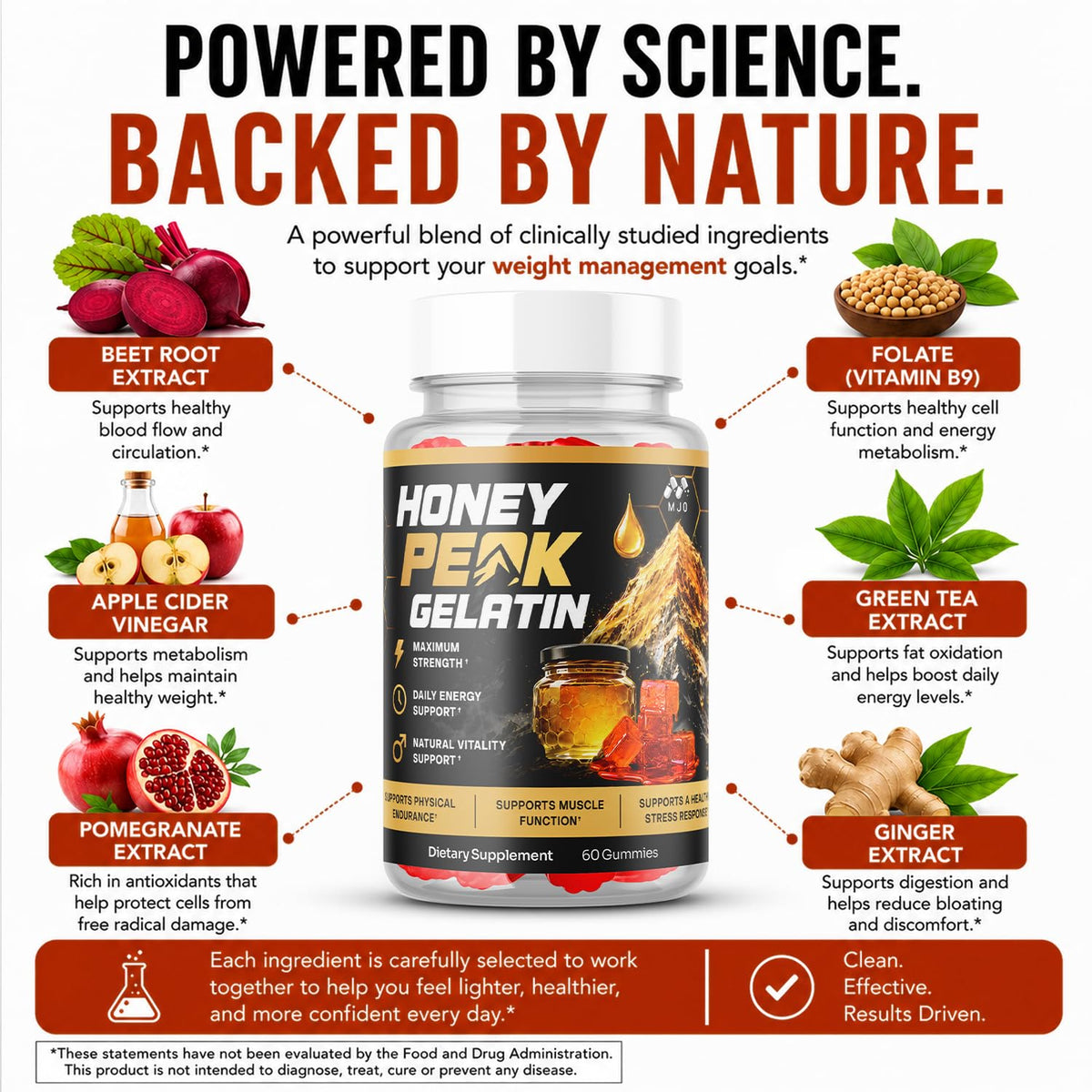 MJO Gelées de Gélatine Honey Peak 300 Gummies - Gélées individuelles