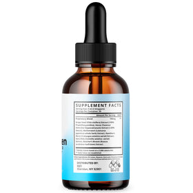 MJO Glucozen Drops flacon montré avec des éléments de santé