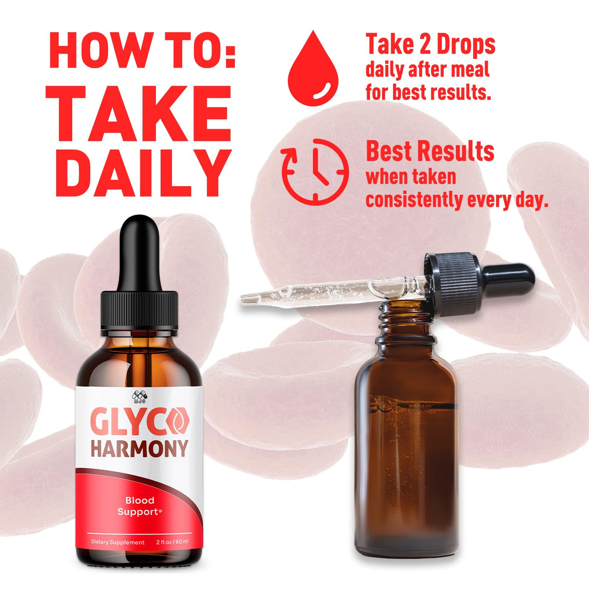 MJO Glyco Harmony Drops à côté de fruits frais