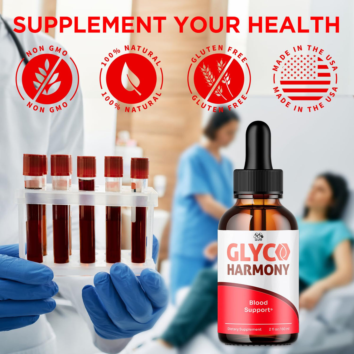 MJO Glyco Harmony Drops flacon ouvert montrant le compte-gouttes