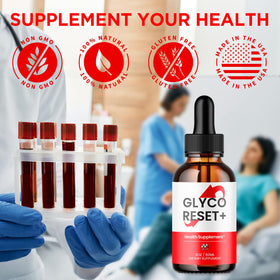 MJO Glyco Reset Drops flacon à côté de fruits frais
