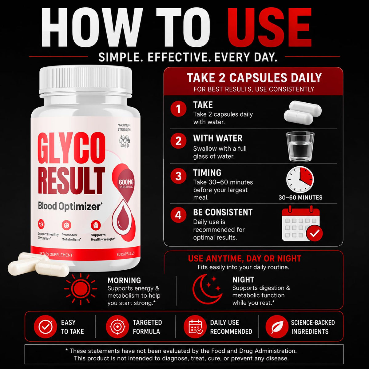 MJO Glyco Result 300 gélules, étiquette avec ingrédients