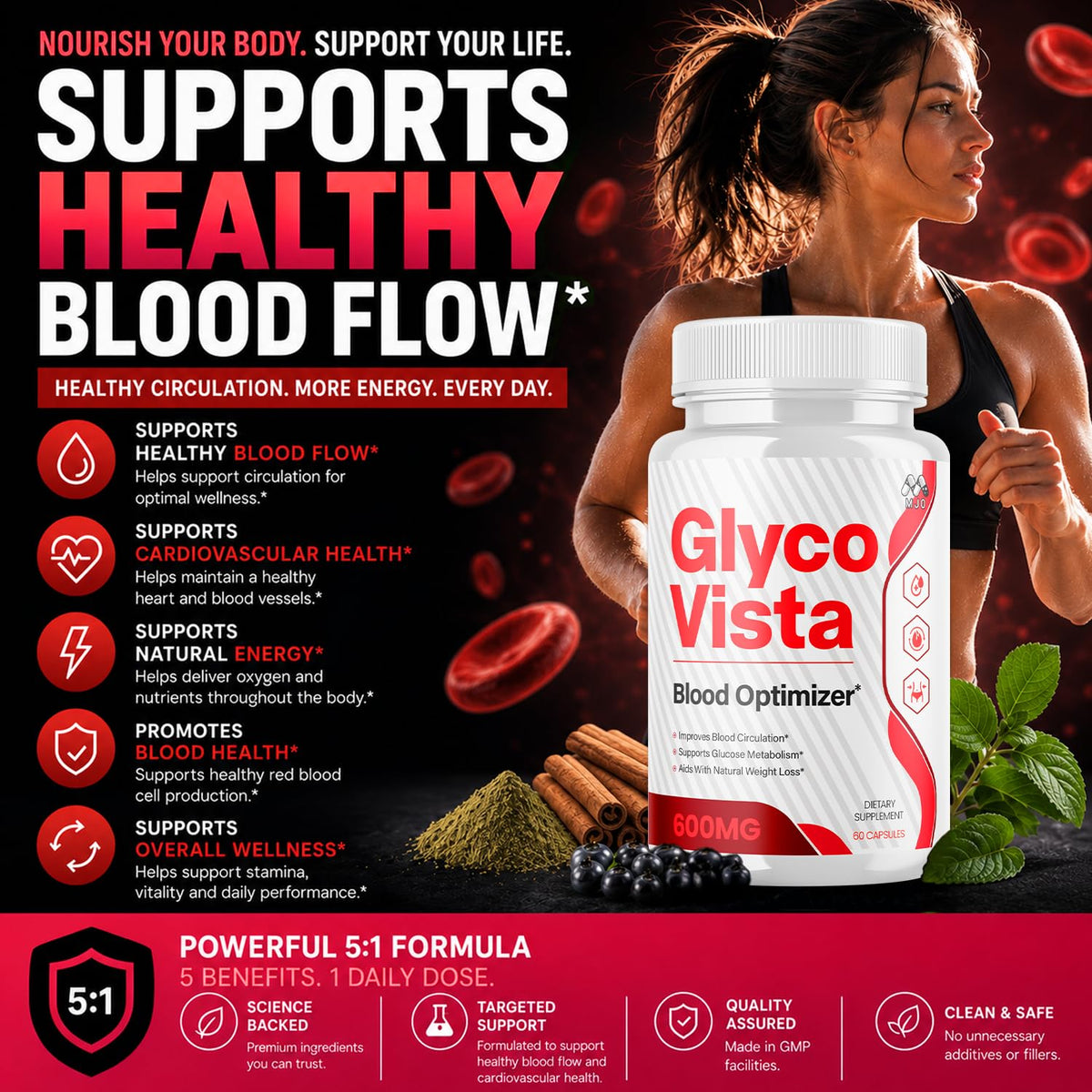 MJO Glyco Vista Capsules affichant les ingrédients naturels