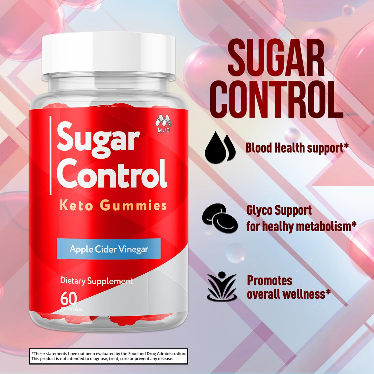 MJO Gummies Keto SugarControl avec une portion visible
