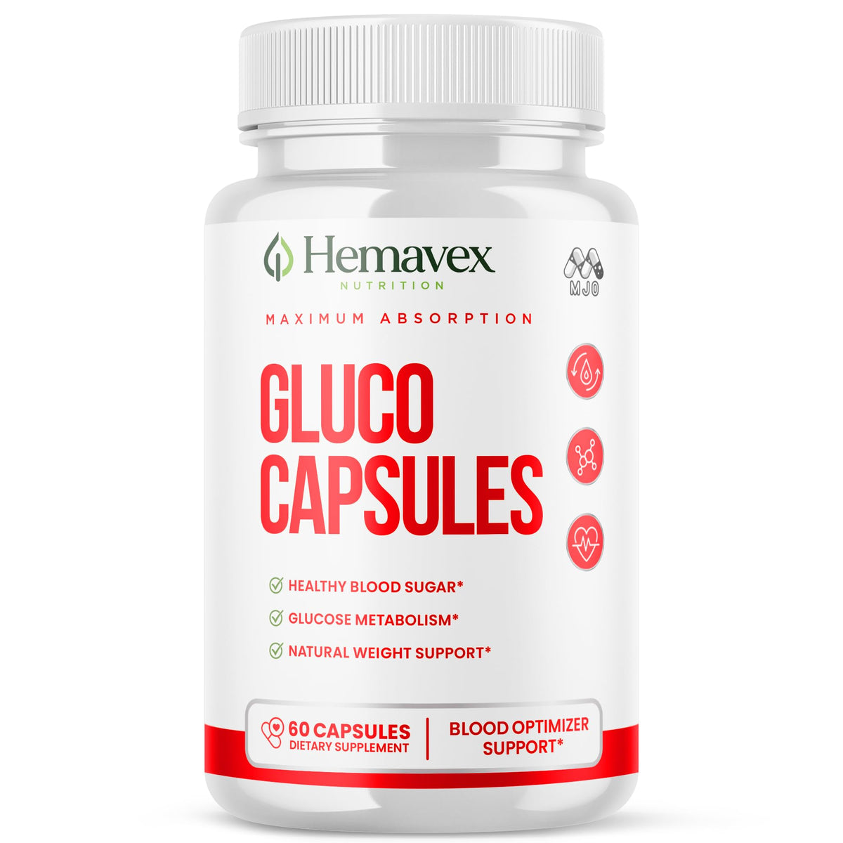 MJO Hemavex Capsules 60 pièces vue avant avec étiquette