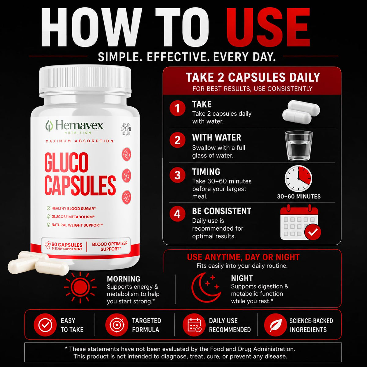 MJO Hemavex Capsules sur une table avec un mode de vie sain