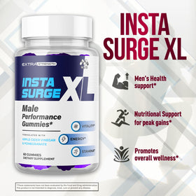 MJO Insta Surge XL Gummies étiquette avec ingrédients