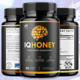 MJO IQ Honey Capsules flacon avec étiquette visible