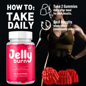 MJO Jelly Burn Gummies avec gummies sur une table
