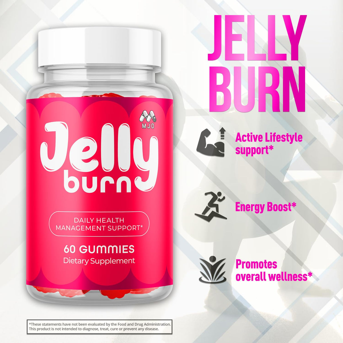 MJO Jelly Burn Gummies sur une surface en bois