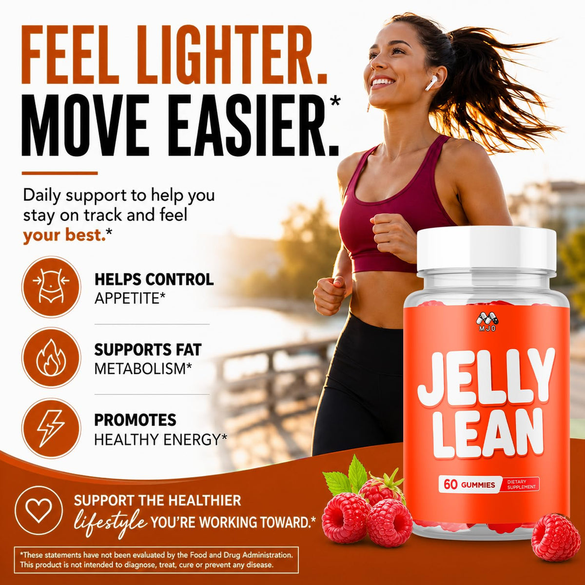 MJO Jelly Lean Gummies gummies de couleur vive sur une surface blanche