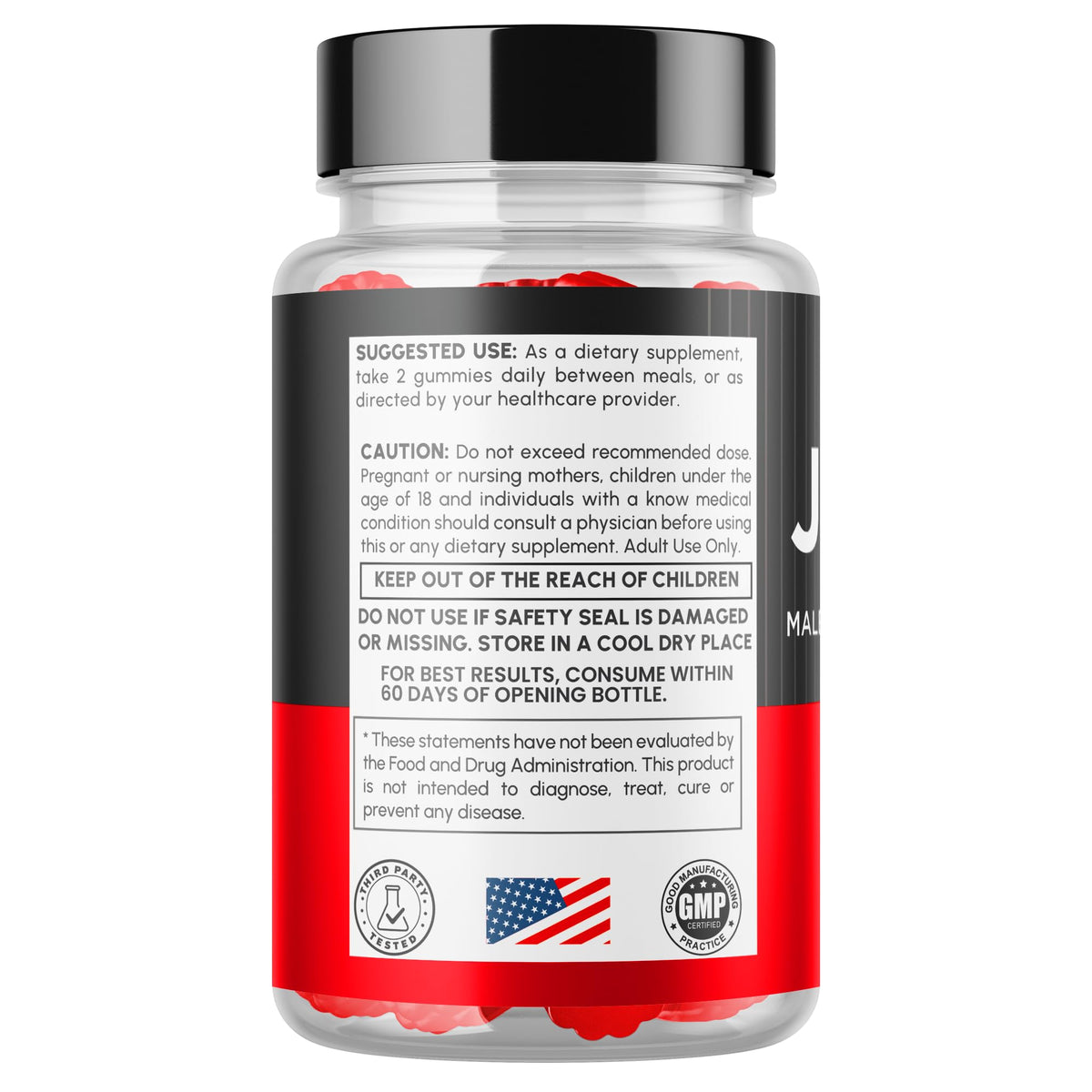 MJO Jellyforce Gummies bottle with gummy pieces