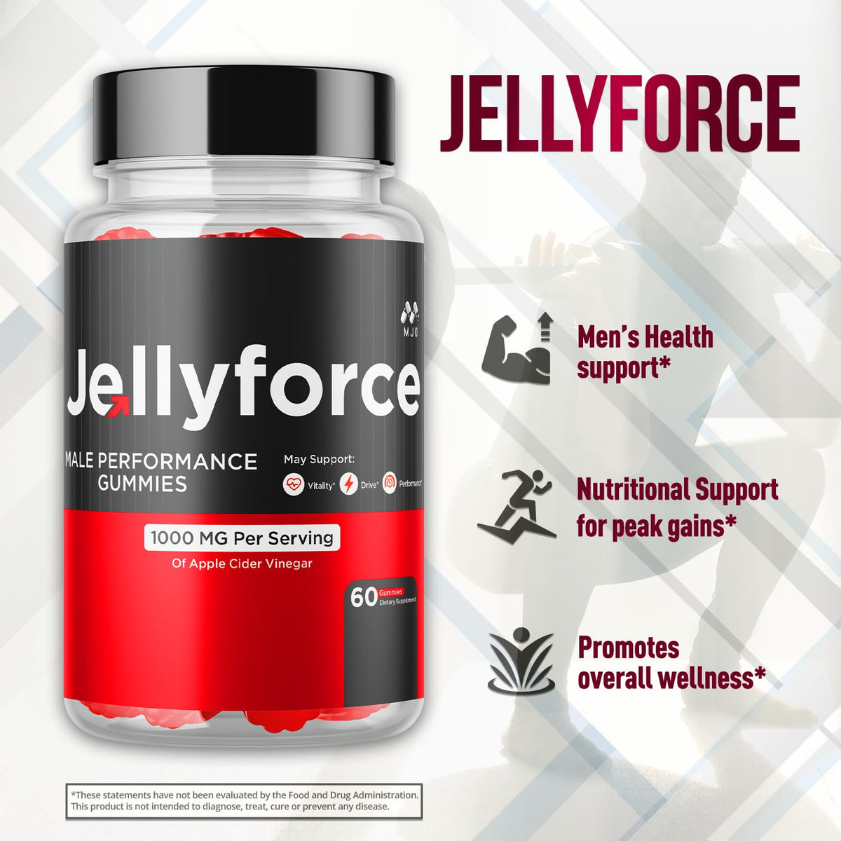 MJO Jellyforce Gummies with a spoonful of gummies