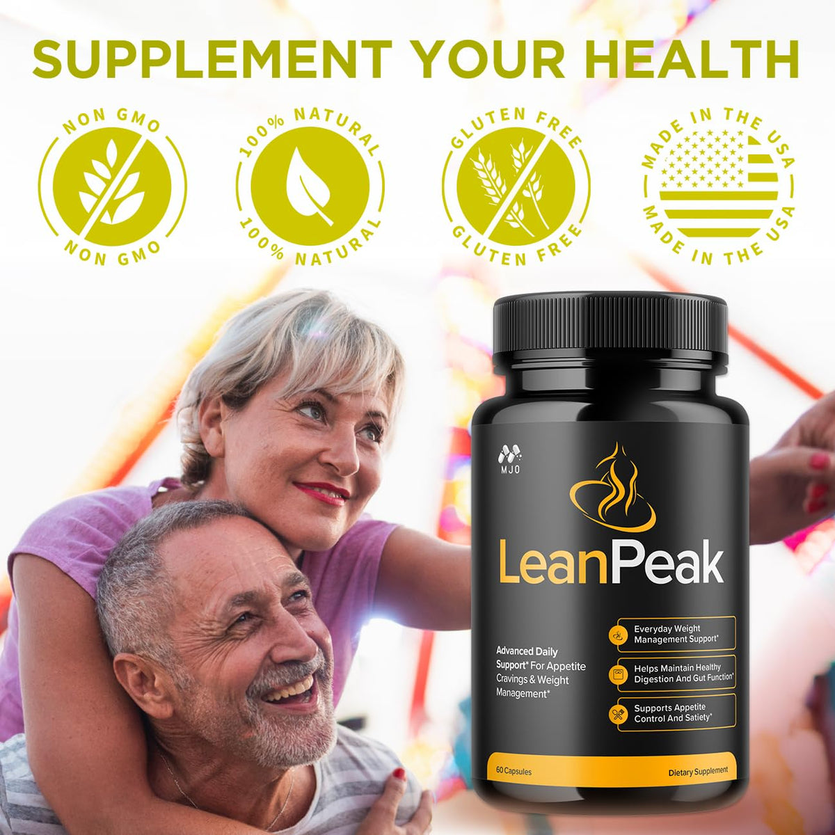 MJO Lean Peak Capsules 300 avec un verre d'eau