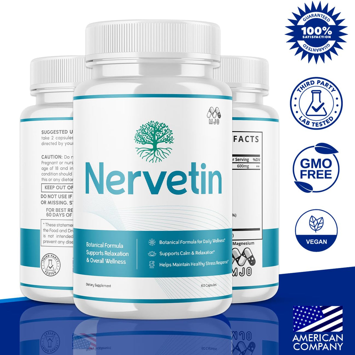 MJO Nervetin 300 capsules sur une surface blanche