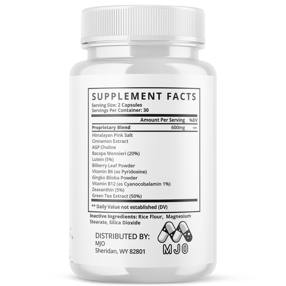 MJO Neuro Mind Pro capsules avec des éléments naturels en arrière-plan
