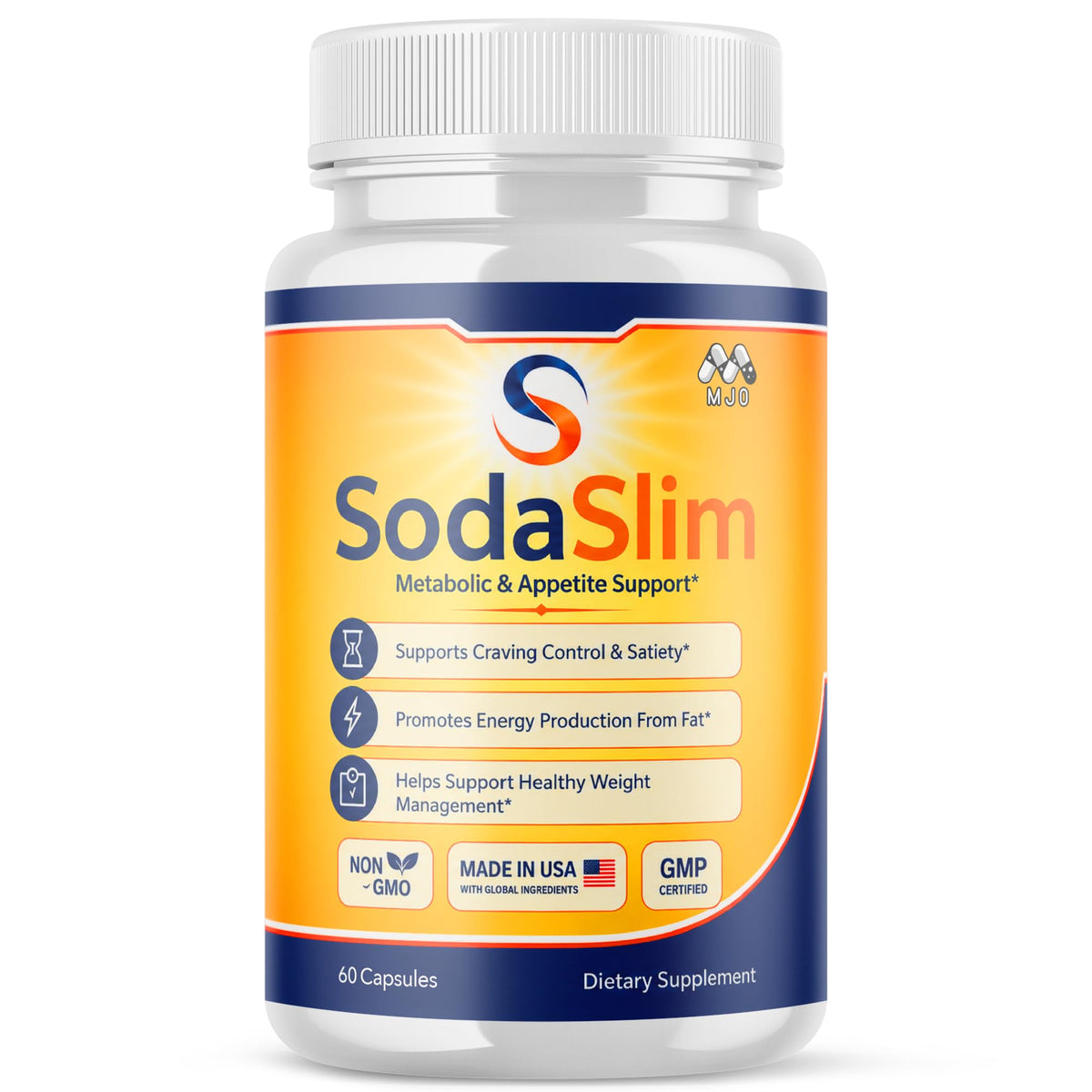 MJO Sodaslim Capsules bouteille vue avant avec étiquette