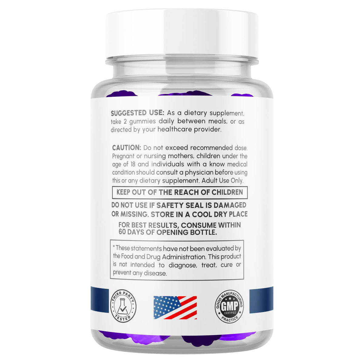 MJO Ultra Peak XL Gummies 60 Gummies avec un verre d'eau