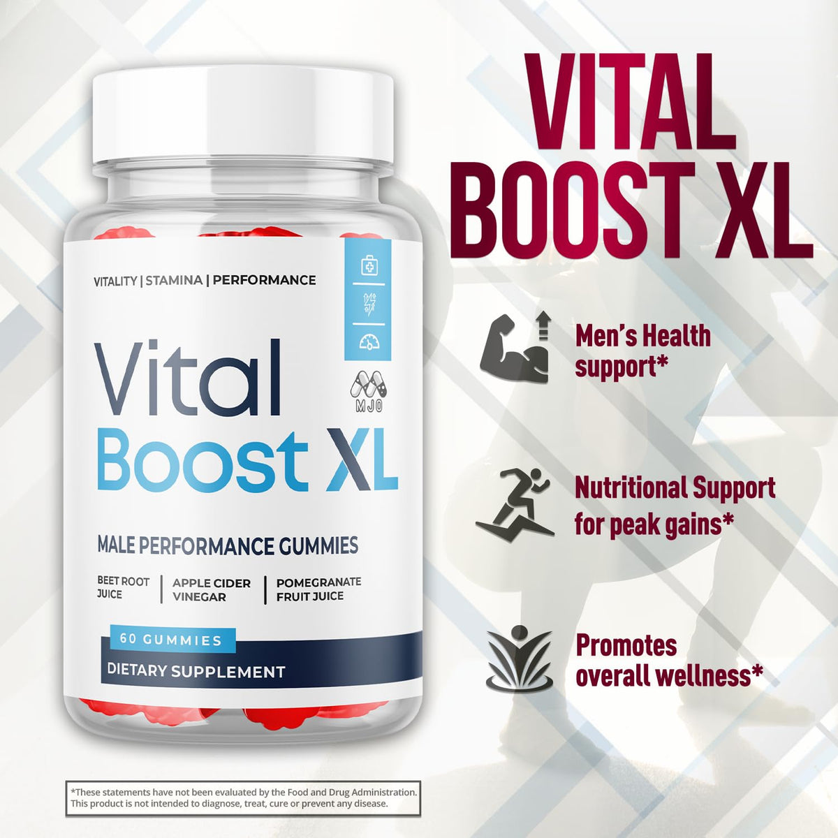 MJO Vital support XL Gummies 120 Gummies avec une main