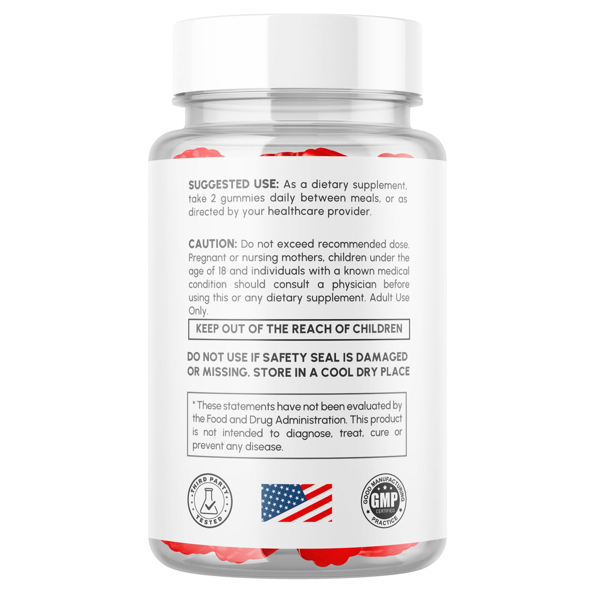MJO Vital support XL Gummies pot de 180 gommes sur une surface blanche