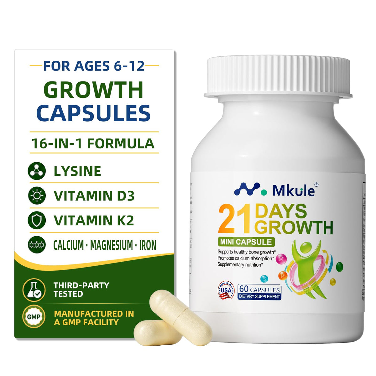 Mkule Complément Alimentaire Croissance Enfants Flacon 60 Capsules