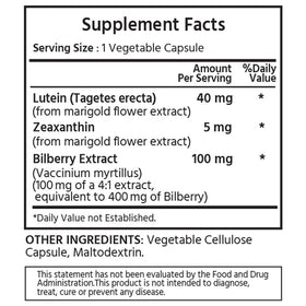 ML Naturals Luteine 40mg et Zéaxanthine 5mg étiquette