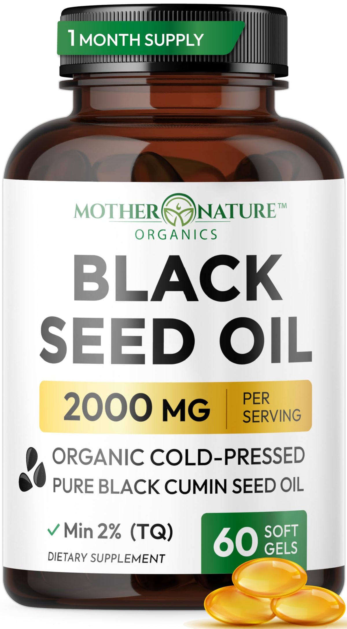 MNO Huile de Graines Noires 2000mg 60 capsules vue avant