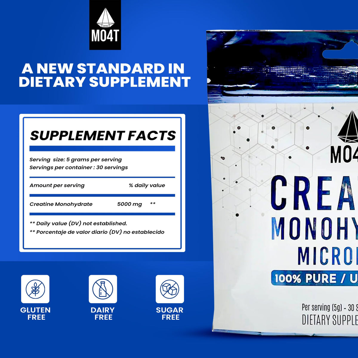 MO4T Créatine Monohydrate Micronisée 150g avec scoop inclus