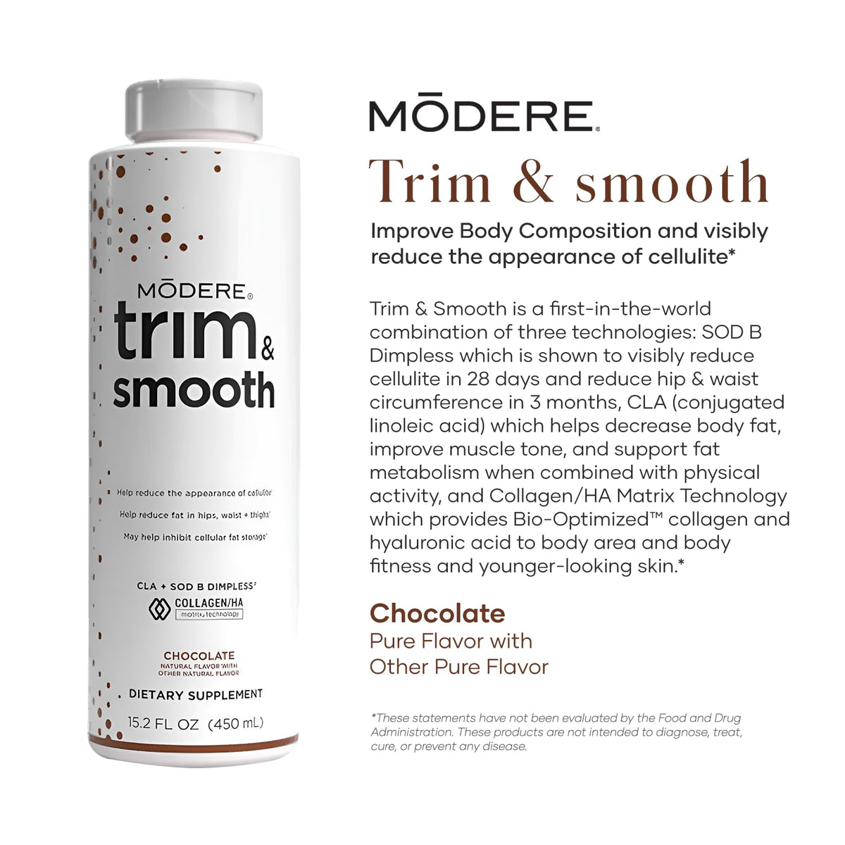 Modere Trim & Smooth Chocolat sur un fond en bois avec cuillère