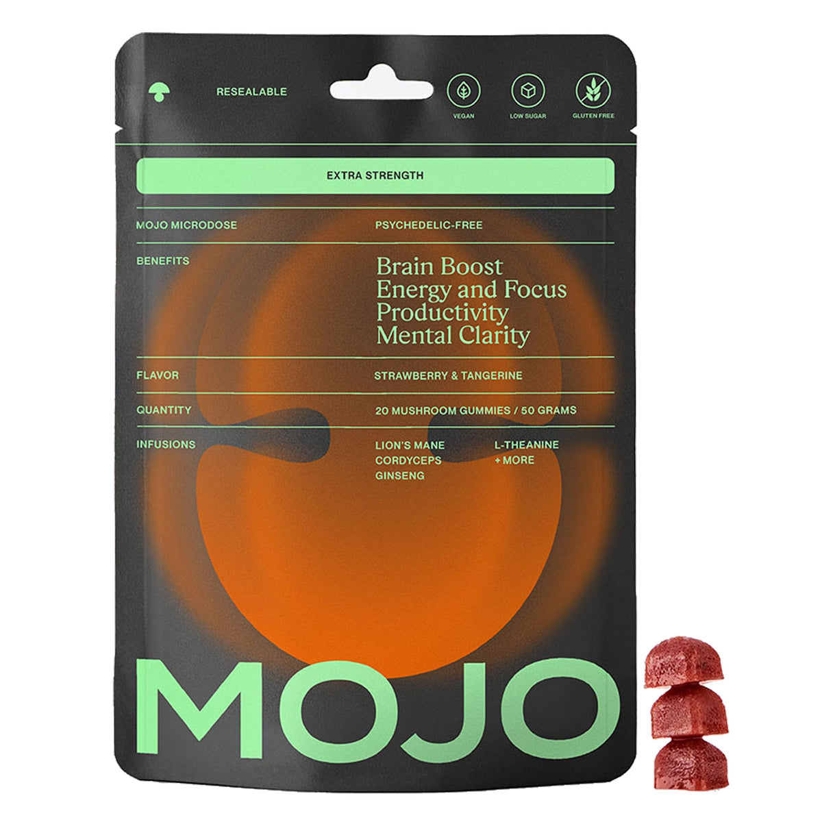 Mojo Gummies de Concentration Extra Fortes, emballage avant vue