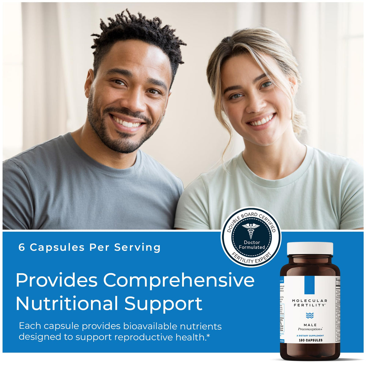 Molecular Fertility Compléments Alimentaires pour Hommes - Capsules sur une table