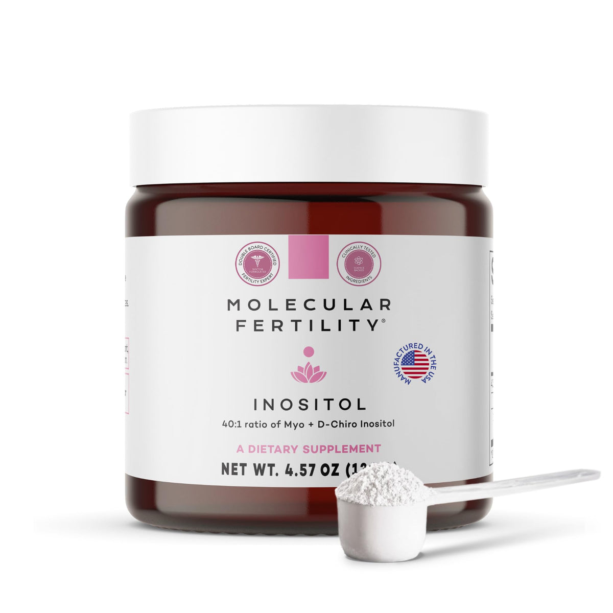 Molecular Fertility Poudre Myo-Inositol & D-Chiro Inositol 130g, vue de face