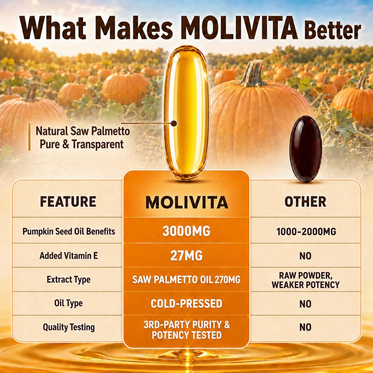 Molivita Huile de Pépin de Citrouille, format 90 gélules