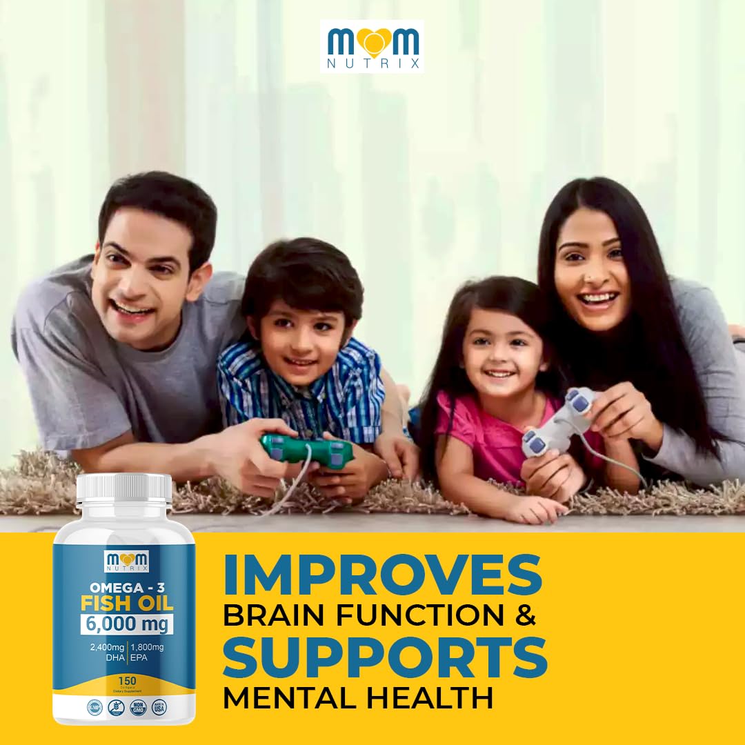MOM NUTRIX Huile de Poisson Omega 3 gélules molles sur une table