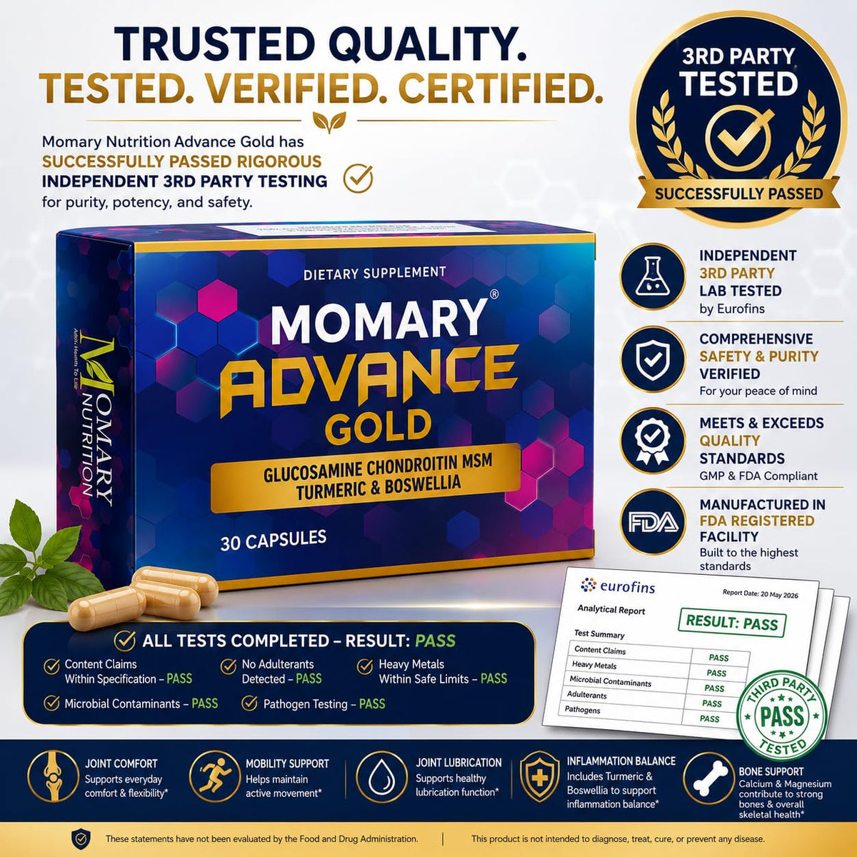 MOMARY NUTRITION Advance Gold Complément Alimentaire Articulaire vue de côté