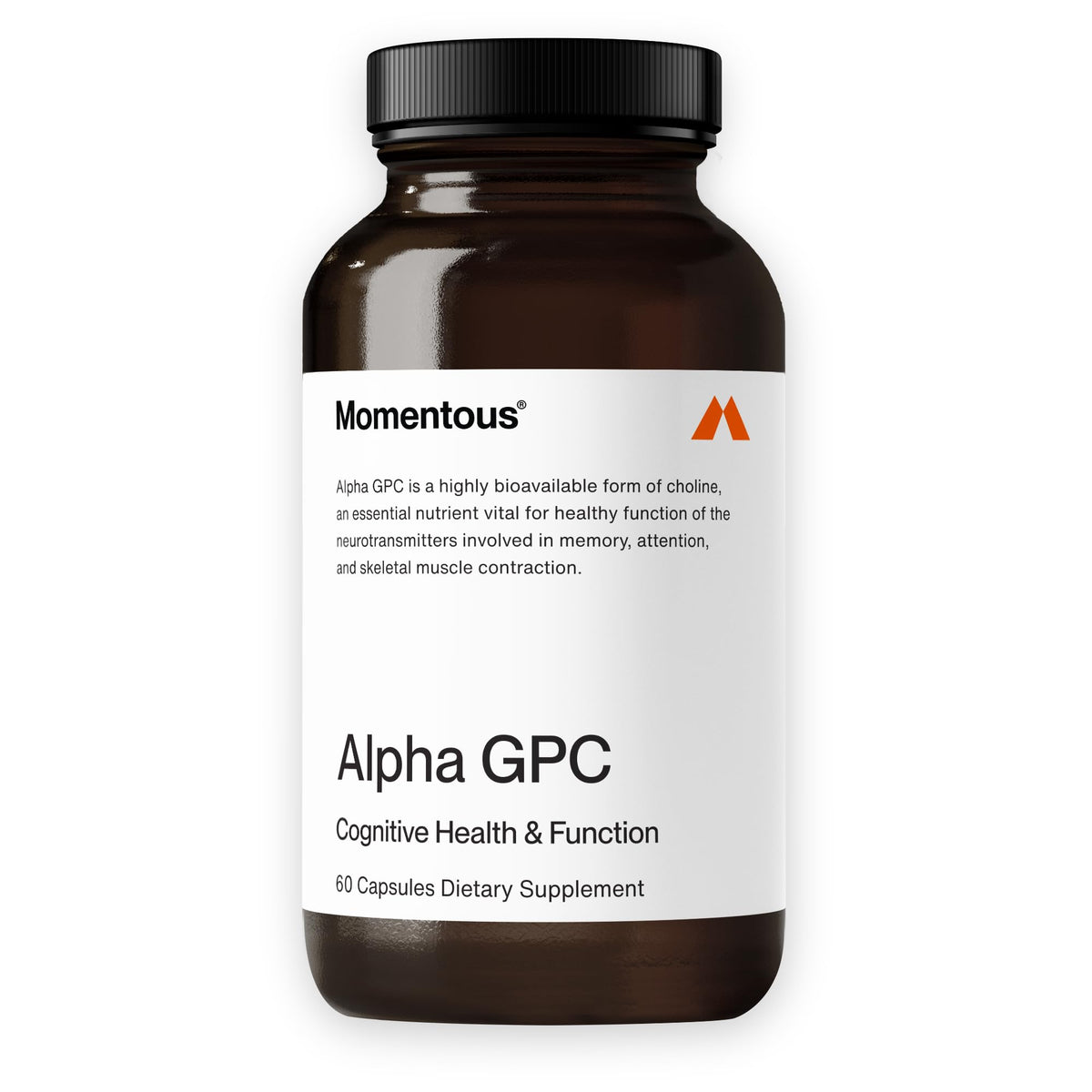 Momentous Alpha GPC 300mg complément alimentaire en capsules, vue de face