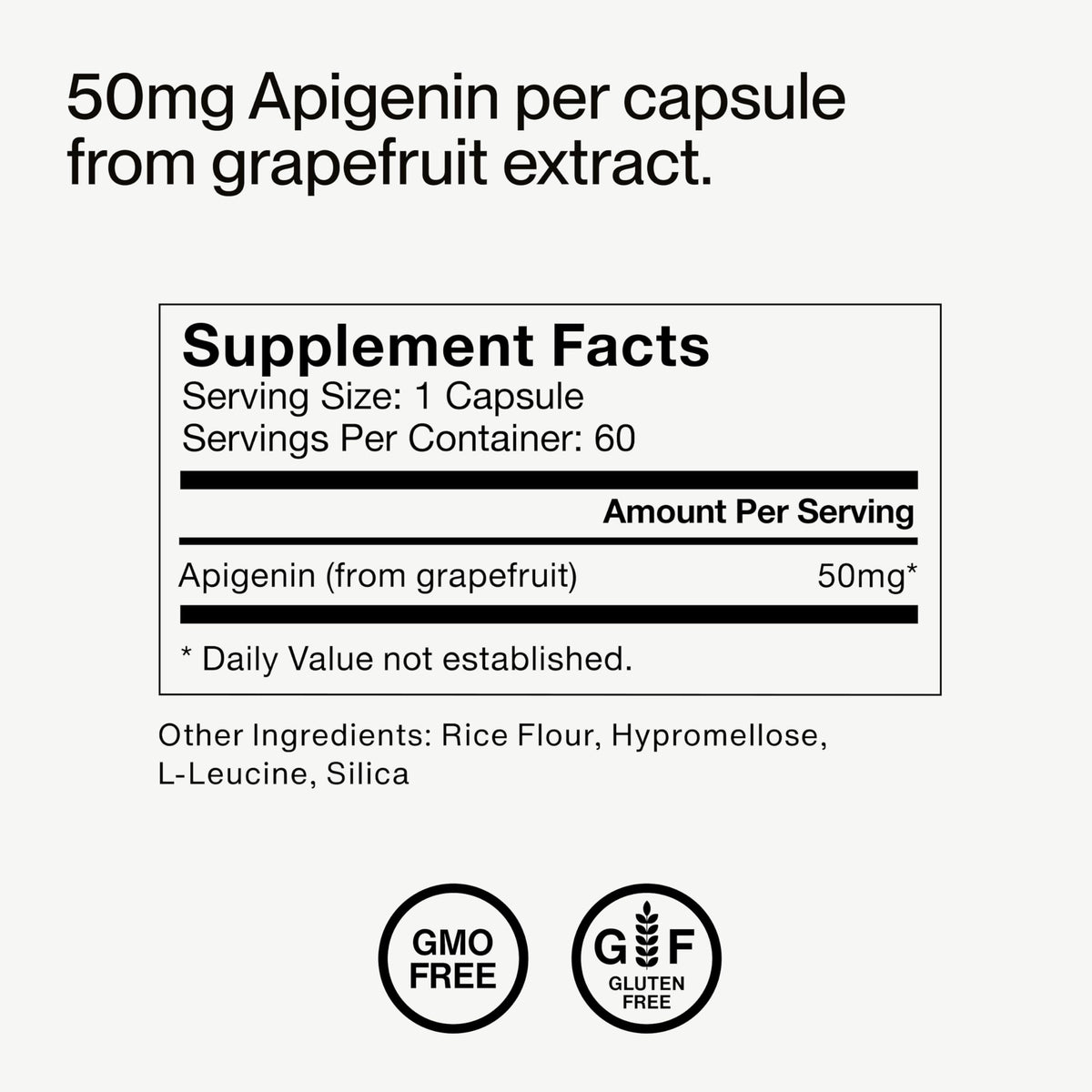 Momentous Apigénine 50mg, vue de l'arrière du flacon