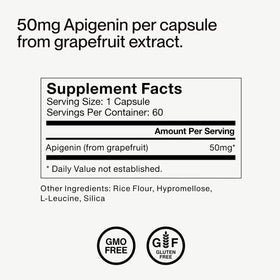 Momentous Apigénine 50mg, vue de l'arrière du flacon