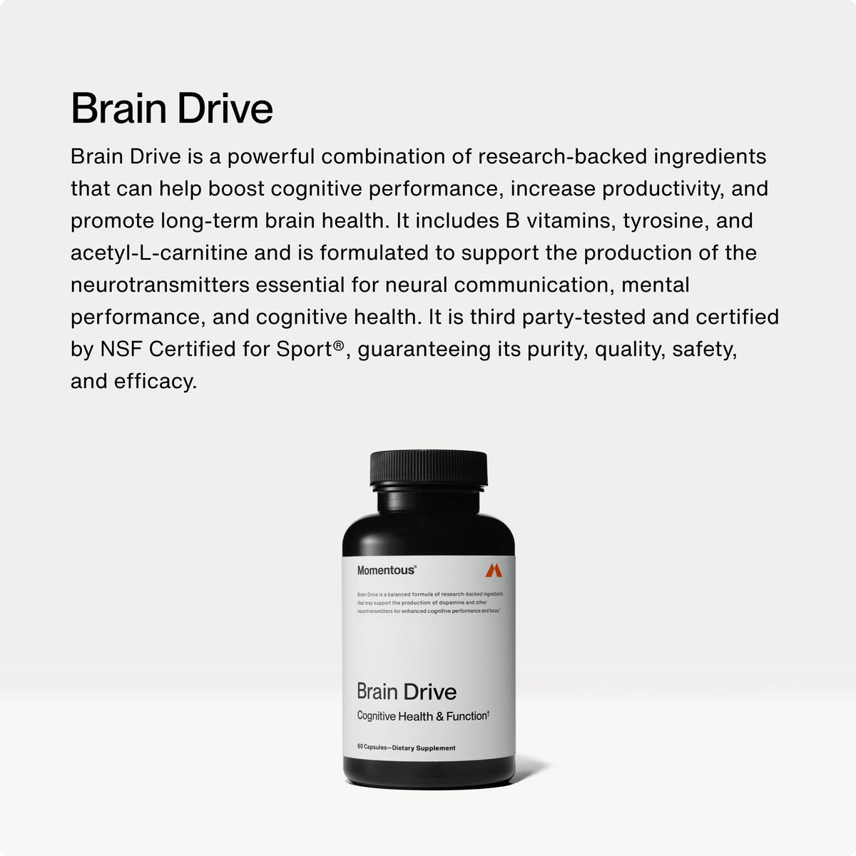 Momentous Brain Drive boîte avec étiquettes de composition