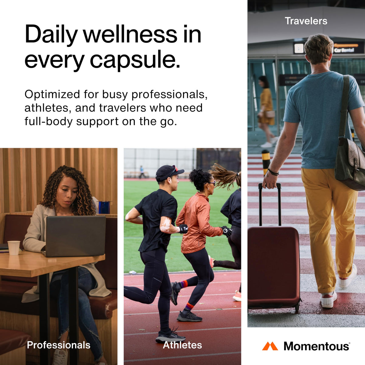 Momentous Multivitamine Complète avec étiquette visible