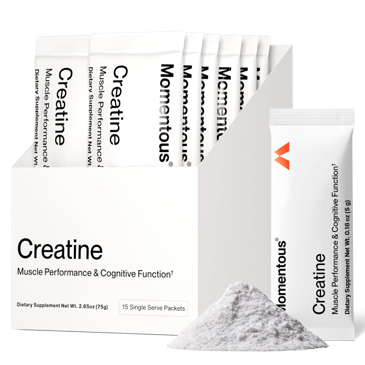 Momentous poudre de créatine monohydrate 5g vue avant
