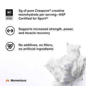 Momentous Poudre de Créatine Monohydrate au Citron, étiquette du produit