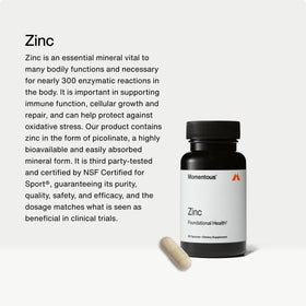 Momentous Zinc Picolinate complément alimentaire 15mg, vue arrière
