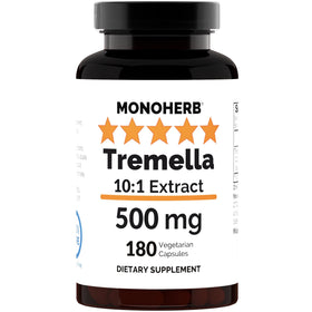 MONOHERB Extrait de Champignon Tremella 500 mg 180 Capsules, vue de face